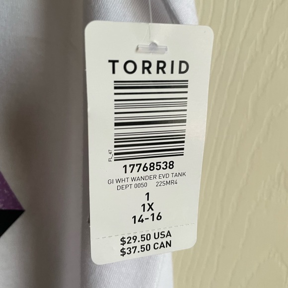 Torrid Women’s Size 1X 14-16 White Wander Tank Top - Picture 10 of 14